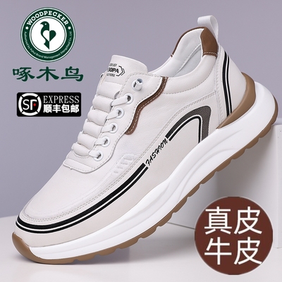 啄木鸟男鞋真皮运动休闲鞋小白鞋