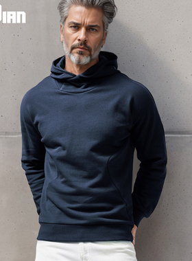 2025新款S线重磅质感高领连帽卫衣男士纯棉宽松带帽衫外套秋冬款