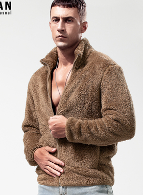 摇粒绒外套男羊羔绒卫衣双面穿冬季加绒加厚保暖夹克抓绒衣开衫潮