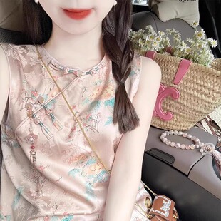欧洲站夏季新款复古新中式温柔风甜美减龄旗袍改良版无袖连衣裙女