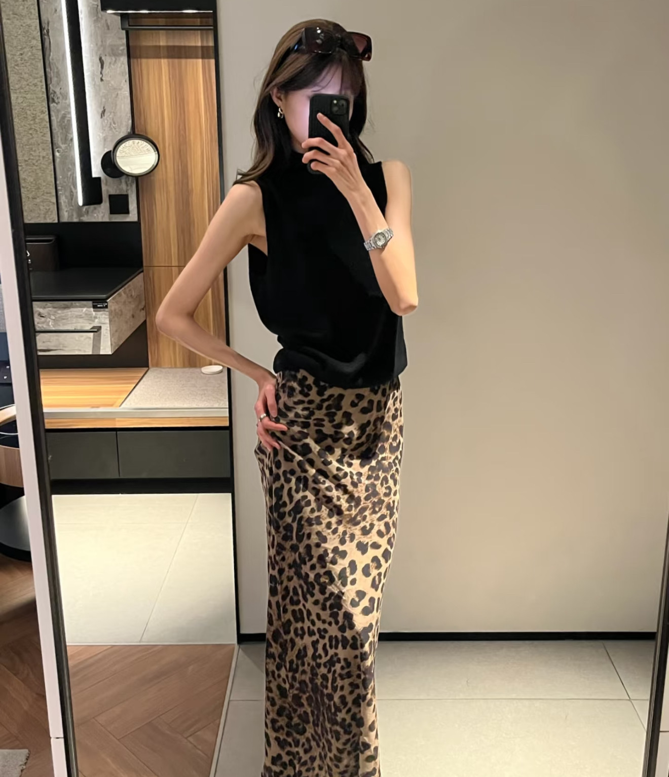 豹纹时尚套装女法式气质慵懒风上衣半身裙清冷感秋季穿搭一整套裙