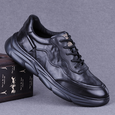 外贸男鞋新款休闲运动皮鞋车缝线