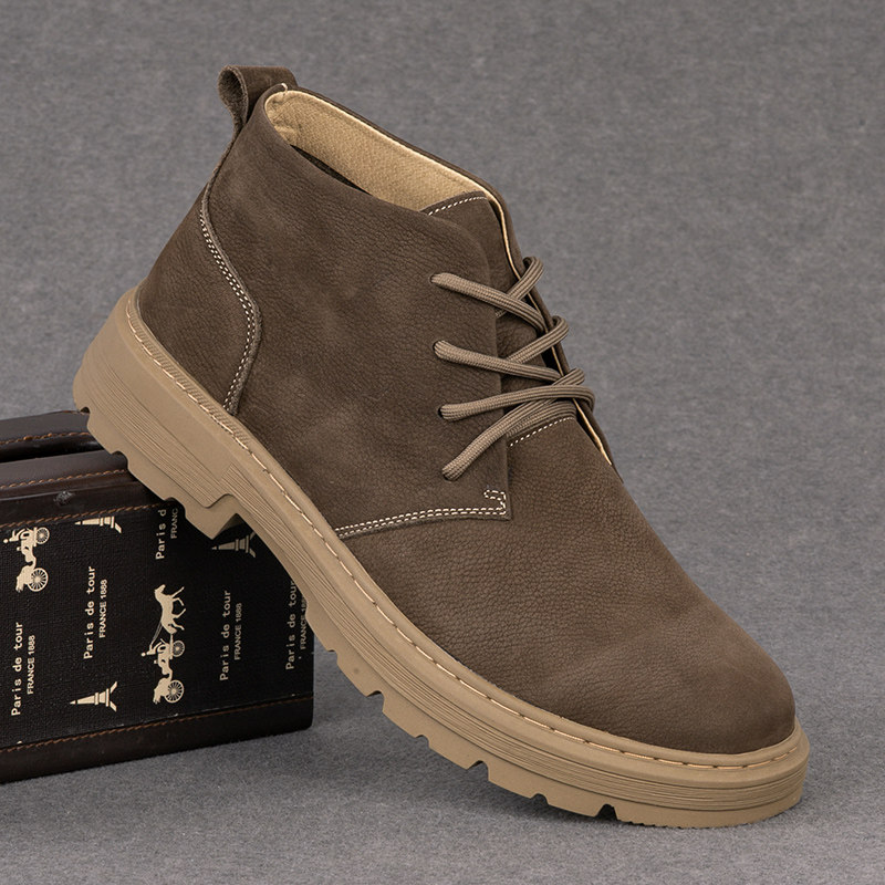 外贸真皮男鞋2026春季款头层牛皮复古英伦风马丁靴男士软底休闲鞋,流行男鞋,高帮鞋,淘宝优惠券,粉丝福利购,淘宝优惠卷