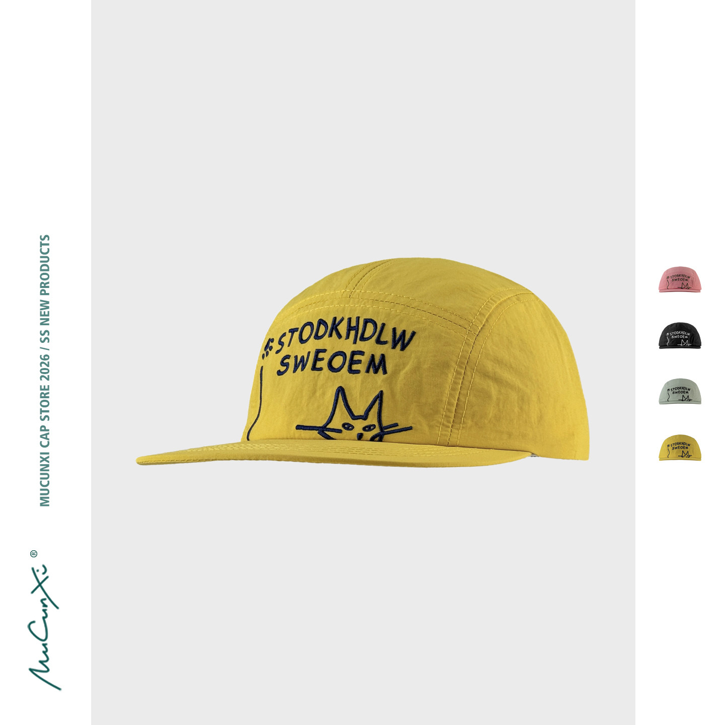 韩国ins小众设计可爱小猫刺绣五片平檐帽春夏户外速干遮阳鸭舌帽