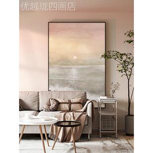 网红寂风客画厅装 关 玄饰现代简约沙海景落地画滩肌侘理感抽象竖版