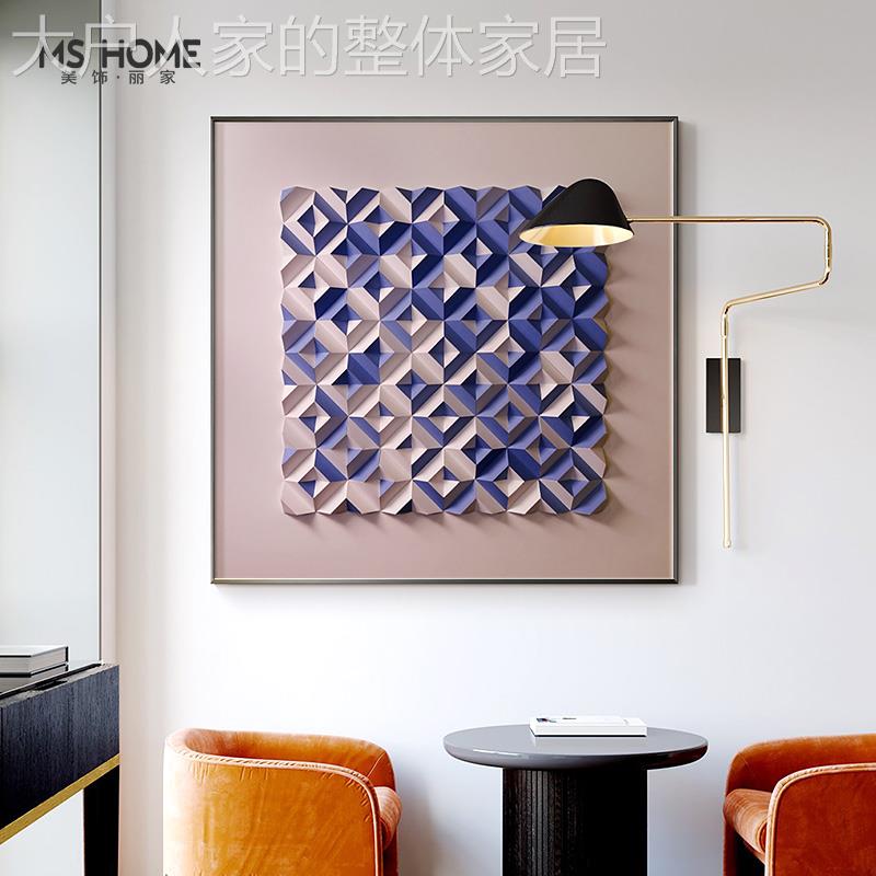 网红抽墙象约几厅何玄关画装饰画餐厅现代样板间壁简画客楼梯方形图片