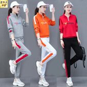 宽松加绒跳舞两件套 休闲运动套装 潮牌春秋冬季 女士立领广场舞服装