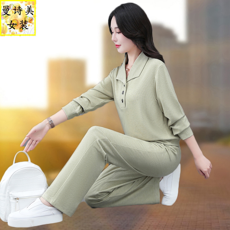 减龄休闲运动服套装女春秋2025新款时尚洋气小个子妈妈卫衣两件套