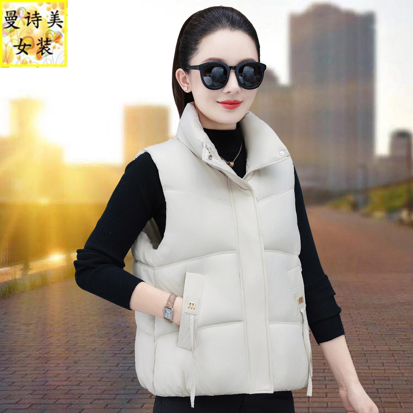 立领羽绒棉马甲女士时髦洋气2026新款冬季气质减龄夹棉背心小马夹