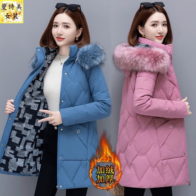 羽绒棉中长款宽松女加厚棉衣棉袄