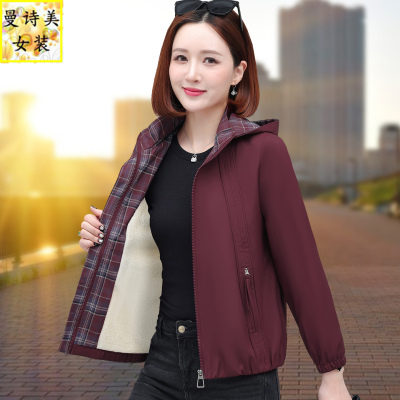 加绒加厚风衣外套女短款休闲夹克