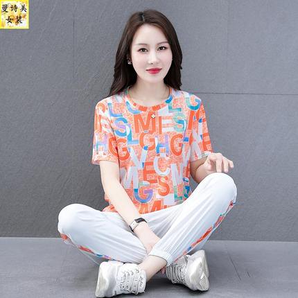 冰丝运动套装女2025年夏季新款时尚速干夏天短袖休闲服薄款两件套