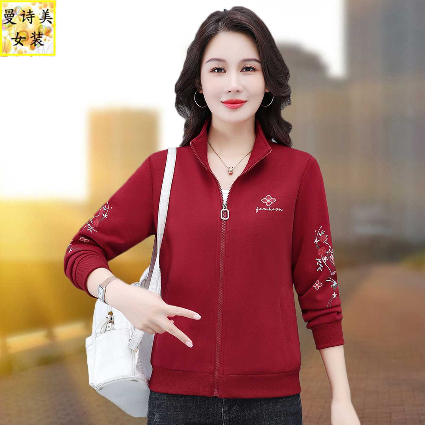 短外套女士2026年春秋新款时尚休闲宽松中年妈妈洋气减龄保暖上衣