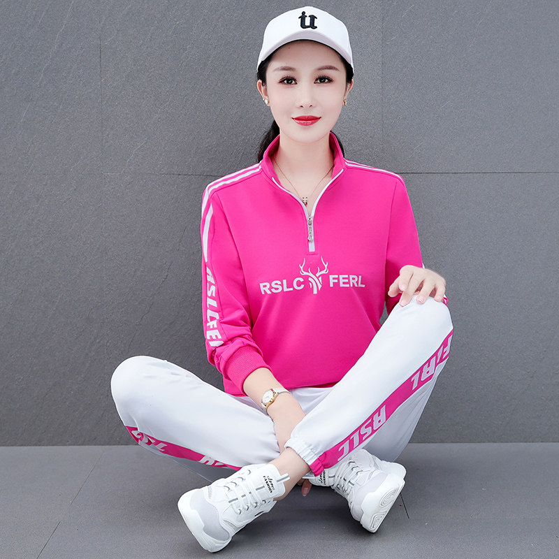여성을위한 스탠드 칼라 댄스 캐주얼 운동복 봄 가을 2024 새로운 러닝 스타일 유행 스퀘어 댄스 의류