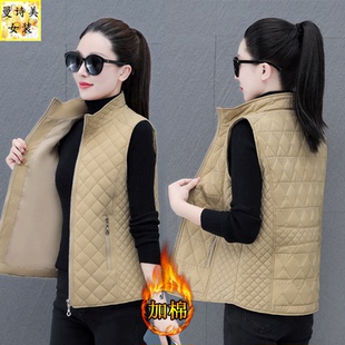 立领轻薄棉马甲女背心外穿秋冬2025新款妈妈时髦洋气马夹保暖坎肩