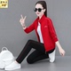 宽松时尚 女2026年秋季 减龄妈妈三件套 运动服套装 春秋显瘦红色开衫