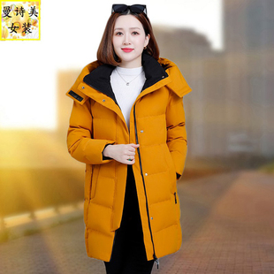 羽绒棉服女中长款2025新款韩版宽松棉衣妈妈洋气冬装加厚棉袄外套