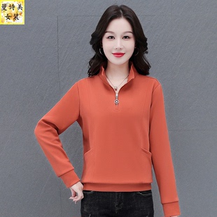 半拉链卫衣女2025新款爆款短款宽松洋气妈妈装女款上衣春秋季女装
