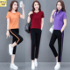 女新款 套装 时尚 休闲纯棉跑步七分长裤 夏季 运动服两件套宽松 短袖