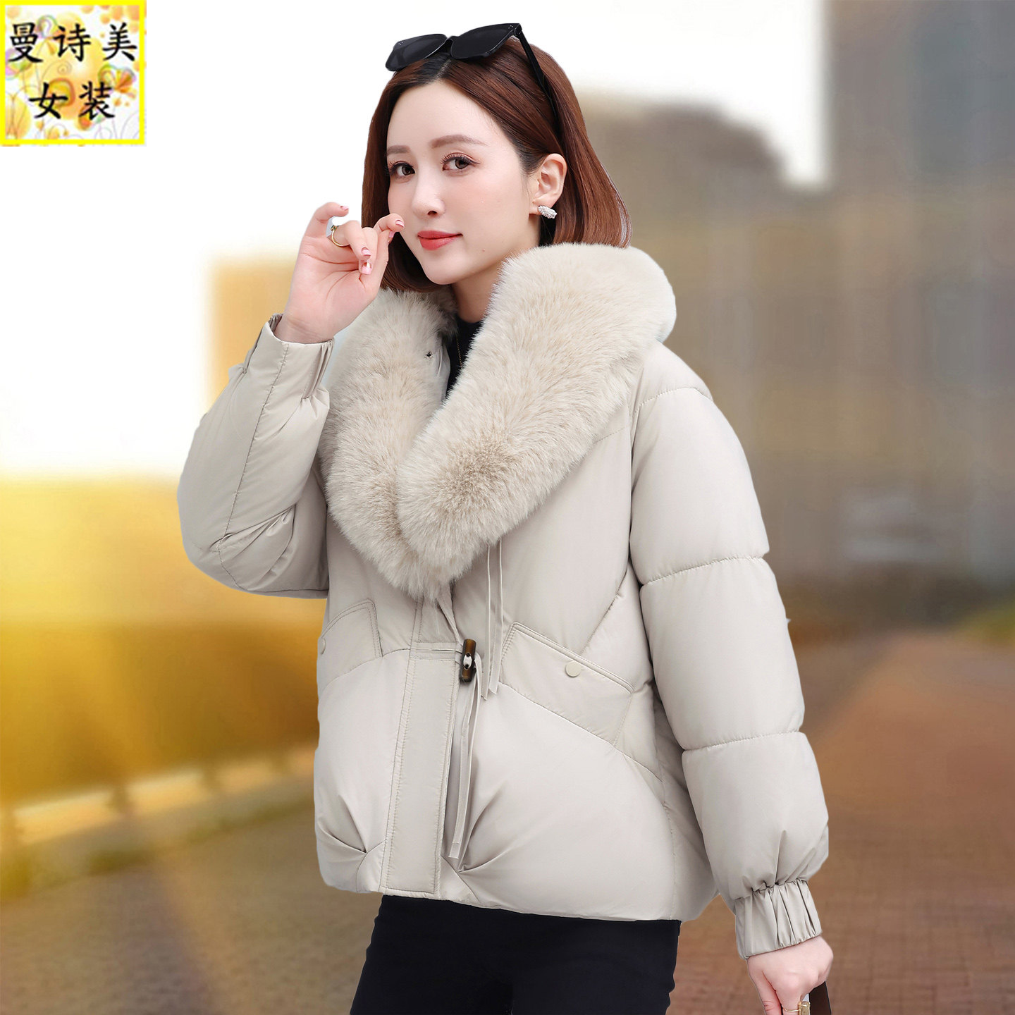 休闲大毛领棉衣棉服外套女士2026冬季新款短款棉袄小个子加厚上衣