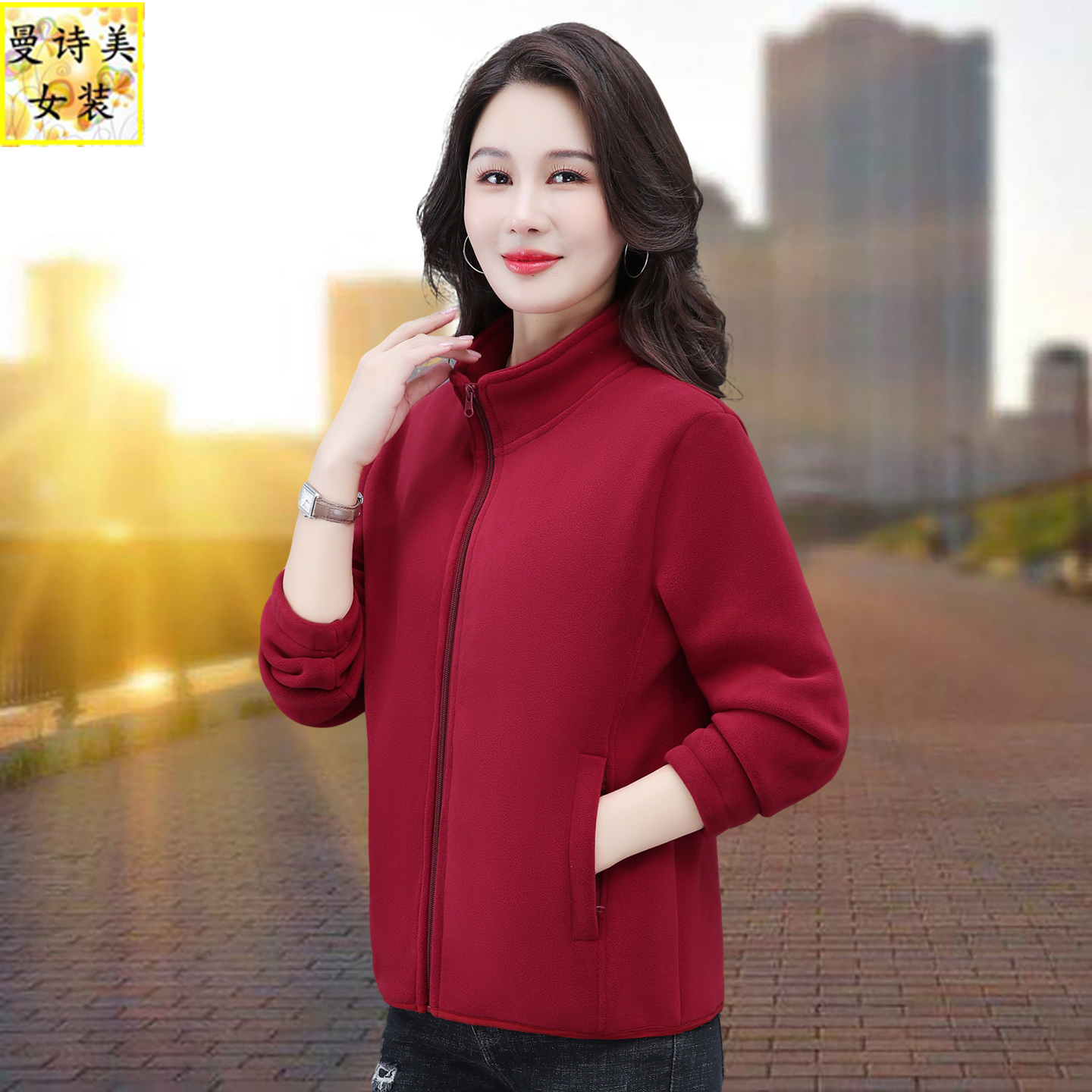 奥粒绒短款外套女士春秋冬抓绒衣