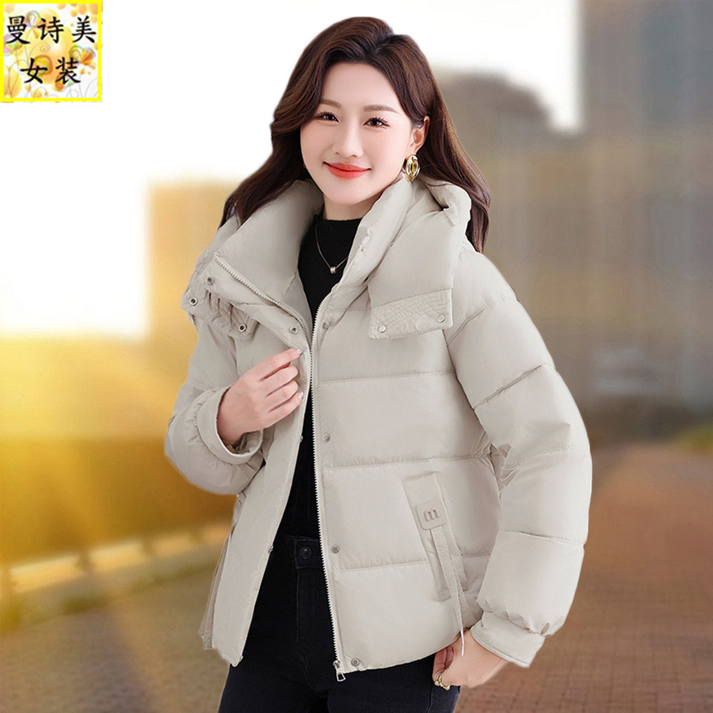 冬季新款短款羽绒棉服女士2025爆款加厚连帽宽松保暖棉衣棉袄外套