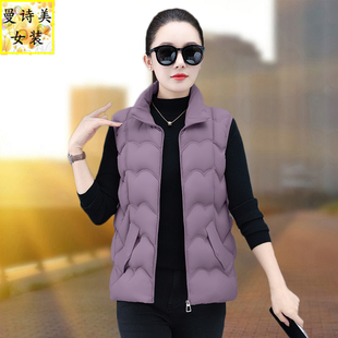 秋冬短款羽绒棉马甲女士2025新款外穿小个子妈妈加厚保暖立领马夹