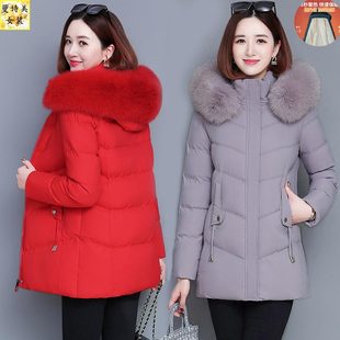 加绒加厚中长款棉袄外套羽绒棉服女2025年冬装新款中年妈妈装棉衣