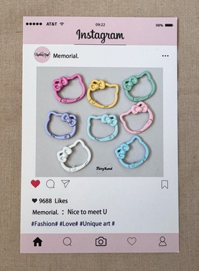 可爱kt猫咪弹簧圈快挂kitty登山扣包包挂饰diy配件彩色挂件钥匙扣