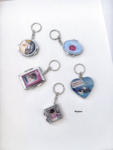 原创复古美式小镜子包包挂件猫咪钥匙扣ins风设计感兔子挂饰y2k