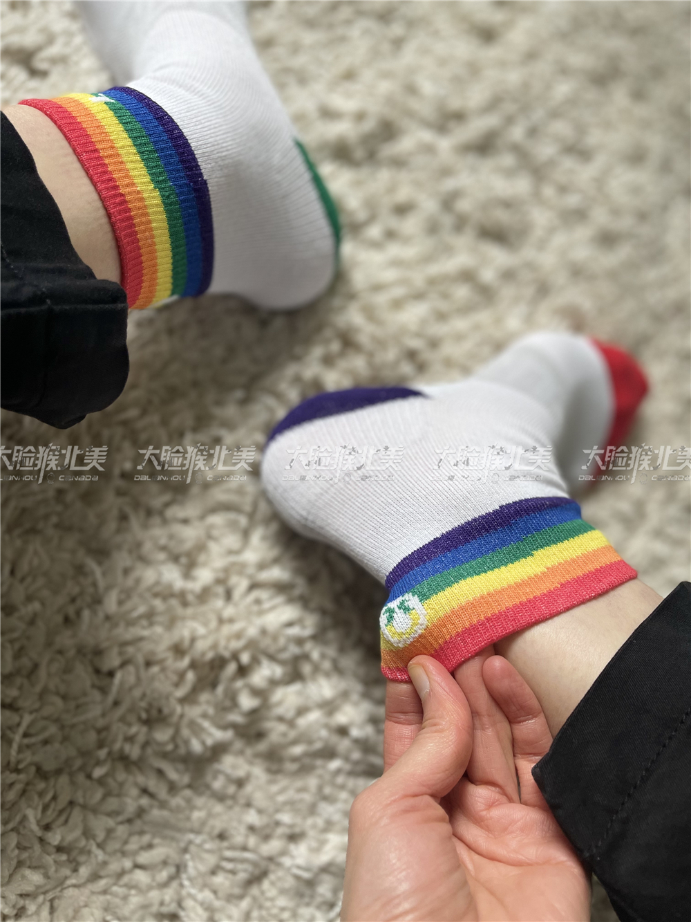 lululemon瑜伽休闲运动彩虹袜