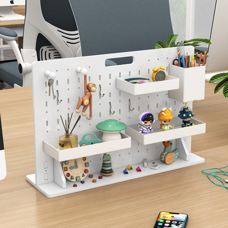 洞洞板置物架墙上桌面板造型墙免打孔摆件架电脑桌面改造神器
