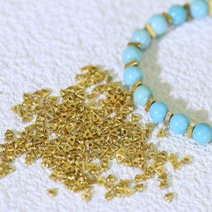 足金999金包银配饰隔珠配件手串三角形隔珠手链三角实心小碎金