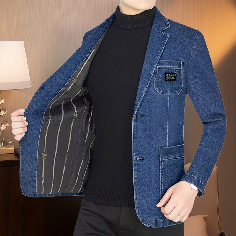 高档新款春秋牛仔西服外套图片