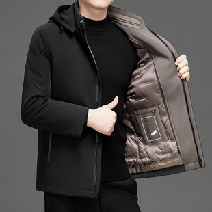 男士商务休闲羽绒服脱卸内胆脱卸帽外壳超声波加棉双重保暖外套