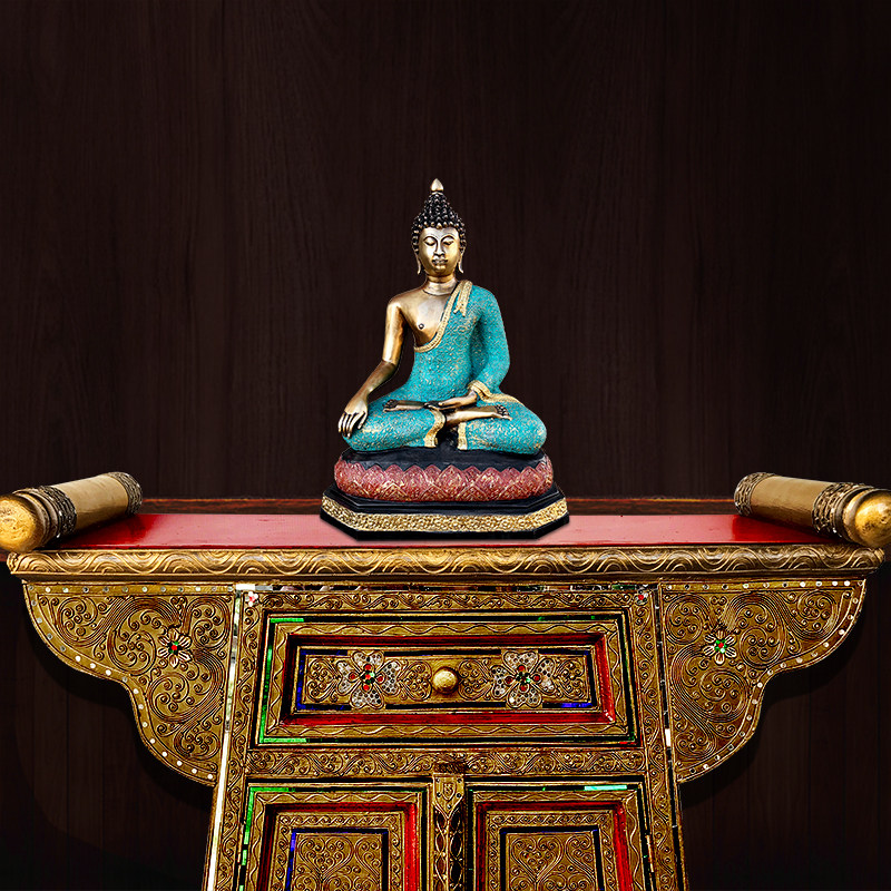 泰国纯铜佛像摆件供奉居家客厅玄关桌面书酒柜东南亚软装饰工艺品
