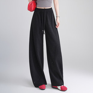 宽松阔腿裤女春季2026新款高腰显瘦梧桐裤今年流行爆款弯刀休闲裤
