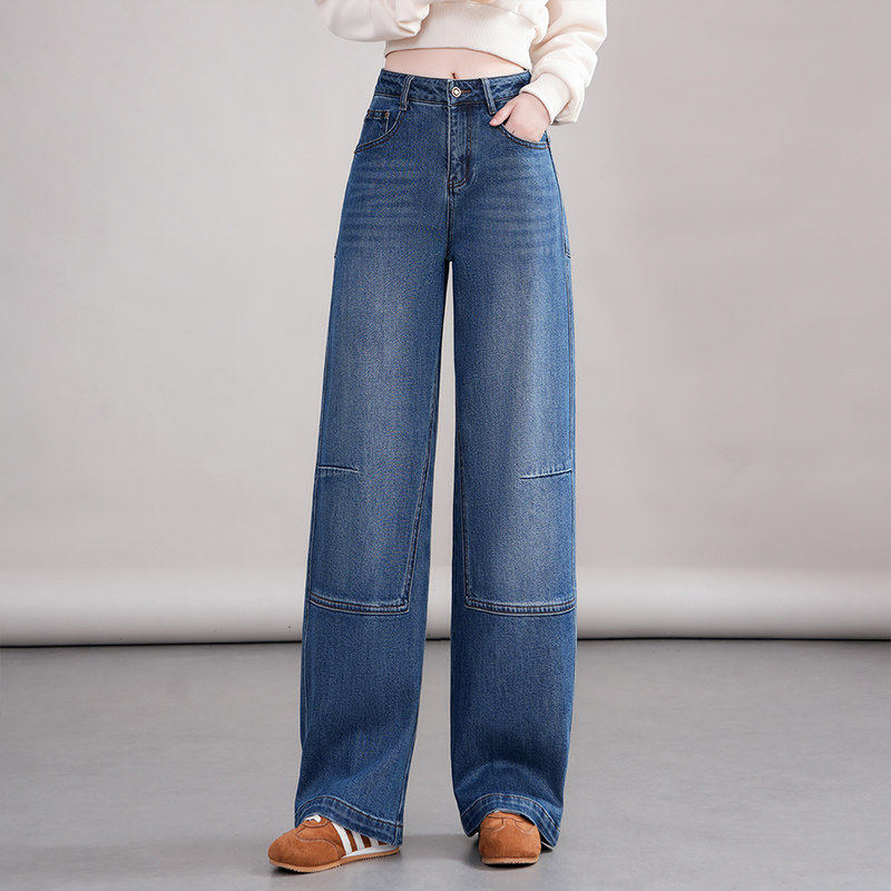 复古弯刀牛仔裤女秋冬季2025新款爆款加绒加厚裤子宽松直筒阔腿裤,女装/女士精品,牛仔裤,淘宝优惠券,粉丝福利购,淘宝优惠卷