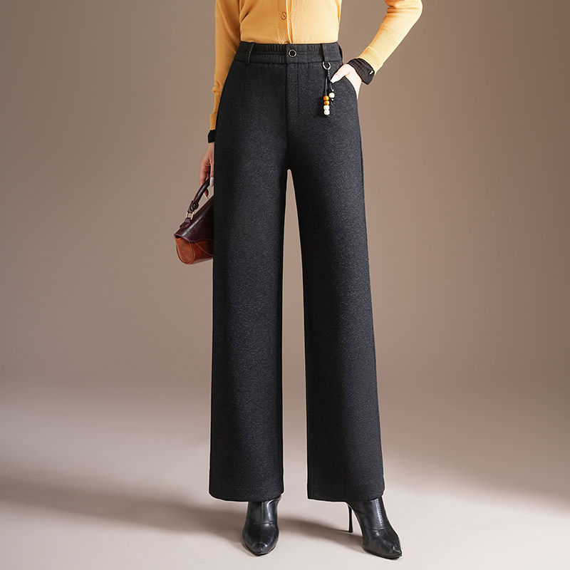 羊毛呢阔腿裤女秋冬裤子2025新款高腰垂感显瘦直筒裤中年妈妈女裤,女装/女士精品,休闲裤,淘宝优惠券,粉丝福利购,淘宝优惠卷