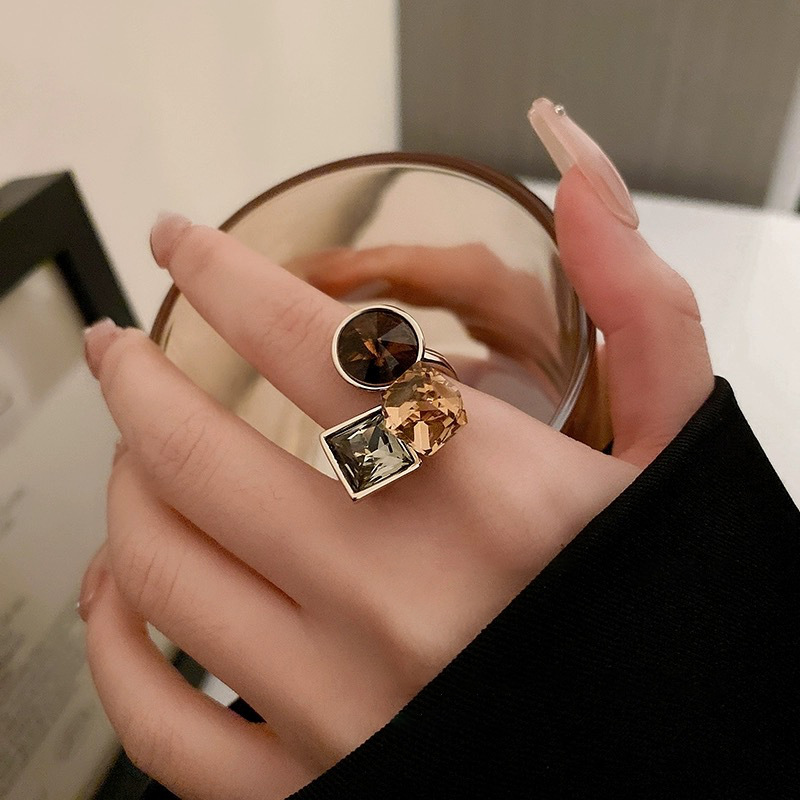 夸张轻奢锆石开口食指戒指女小众设计级感时尚个性百搭指环气质