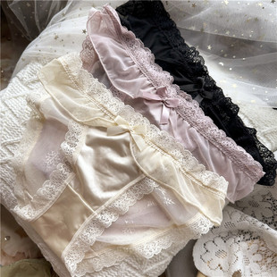 【80-130斤】性感可爱冰丝网纱蕾丝边低腰女内裤B3902