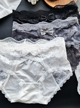 【90-125斤】C922#脸颊红彤彤~法式高级感中腰轻奢冰丝网纱女内裤