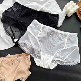 【80-125斤】0537#迎着风~弹性大网纱荷叶边性感镂空中腰女内裤