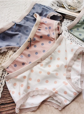 【80-120】1928波点迷妹#糖果色冰丝夏日色彩包臀性感低腰女内裤