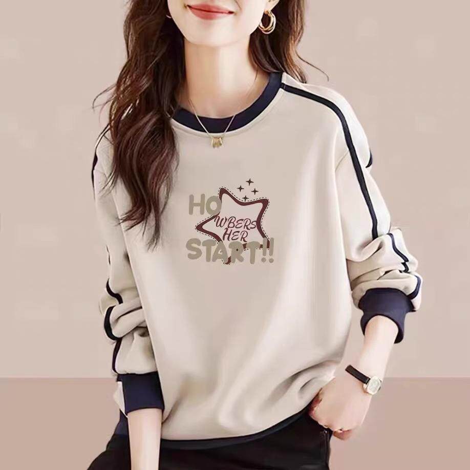 洋气减龄纯棉大码印花卫衣女上衣