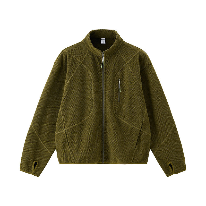 thumbnail for American outdoor honeycomb heating stand-up collar zipper sweatshirt men's and women's 2025 fall/winter trendy brand fleece sports jacket jacket