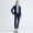 Navy blue two button jacket+straight leg pants (suit jacket+suit pants)