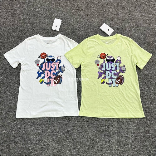 Nike/耐克 男女中大儿童夏季休闲运动纯棉舒适圆领短袖T恤FZ5119