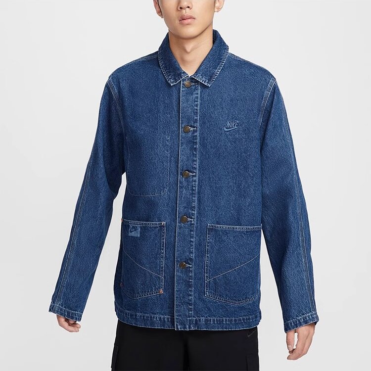 NIKE 男子潮流宽松工装翻领休闲牛仔复古夹克外套HQ1469-441
