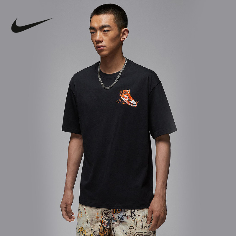 Nike耐克短袖男夏新款JORDAN鞋子印花宽松休闲运动T恤HQ8973-010